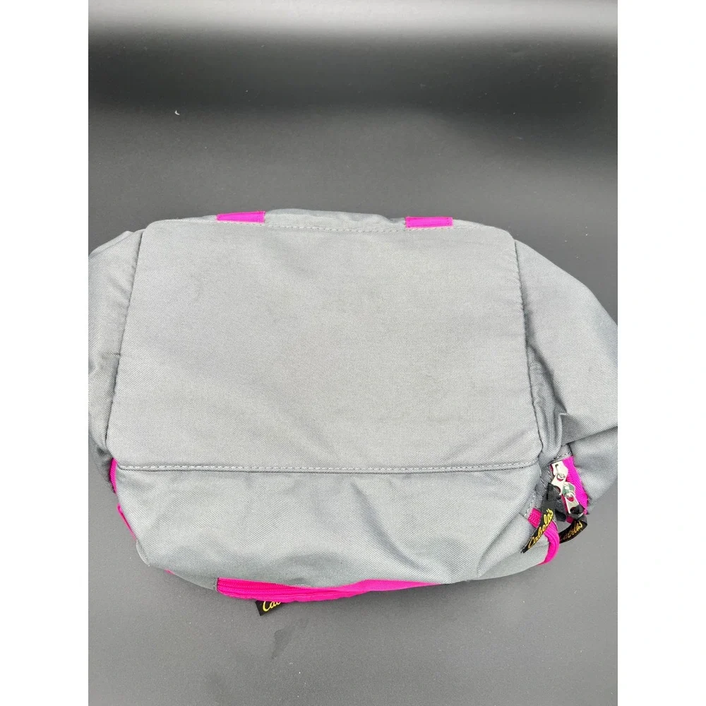 Cabelas Small Duffel Bag Grey Hot Pink Nylon Multi Pocket Travel Gym Bag